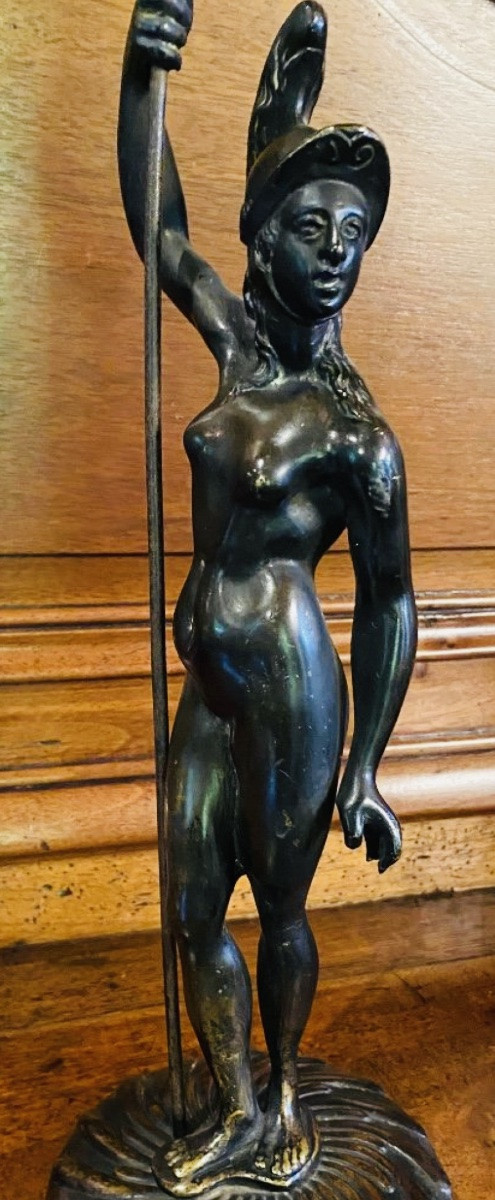 18th-century Bronze, Athena Or Minerva, Helmeted And Nude-photo-1
