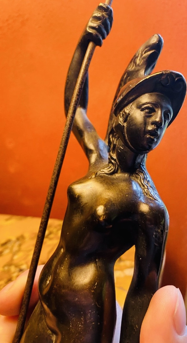 18th-century Bronze, Athena Or Minerva, Helmeted And Nude-photo-4