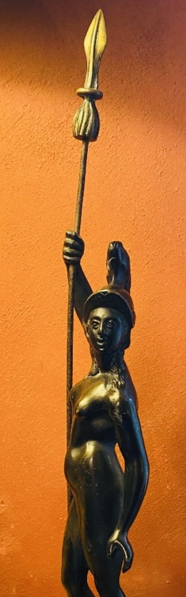 18th-century Bronze, Athena Or Minerva, Helmeted And Nude-photo-5