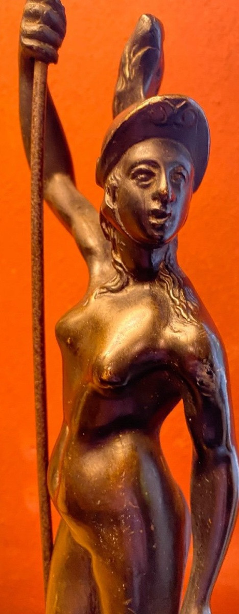 18th-century Bronze, Athena Or Minerva, Helmeted And Nude-photo-8