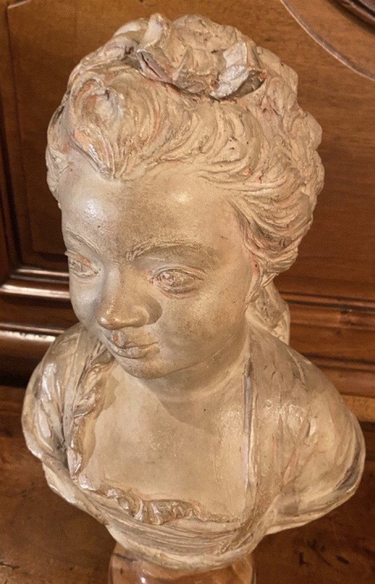 petite Fille En Terre Cuite Dans Le Goût Du XVIII Eme Siècle, attribué à Fernand Cian-photo-3
