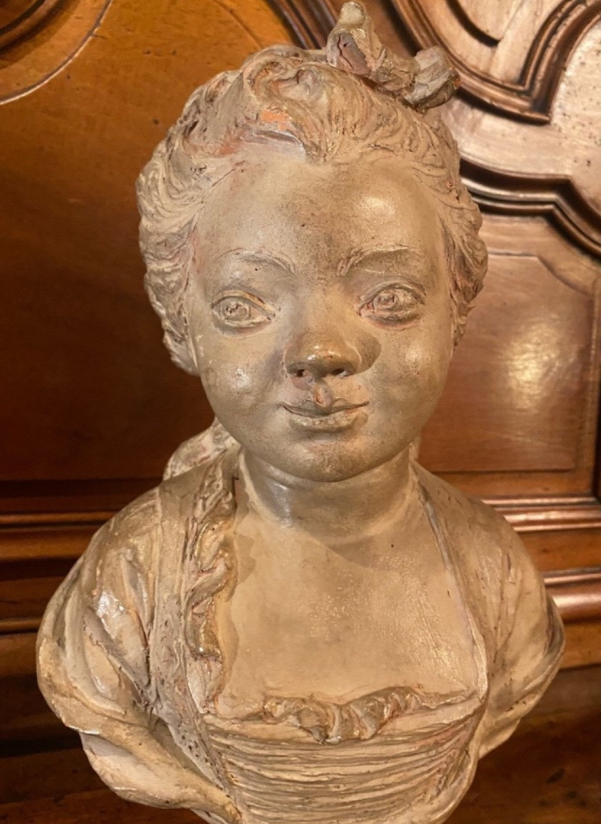 petite Fille En Terre Cuite Dans Le Goût Du XVIII Eme Siècle, attribué à Fernand Cian-photo-5