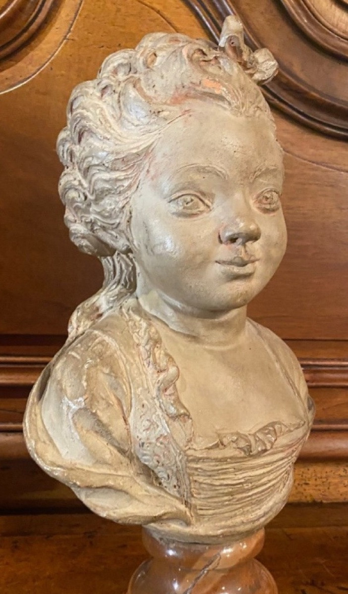 petite Fille En Terre Cuite Dans Le Goût Du XVIII Eme Siècle, attribué à Fernand Cian-photo-6
