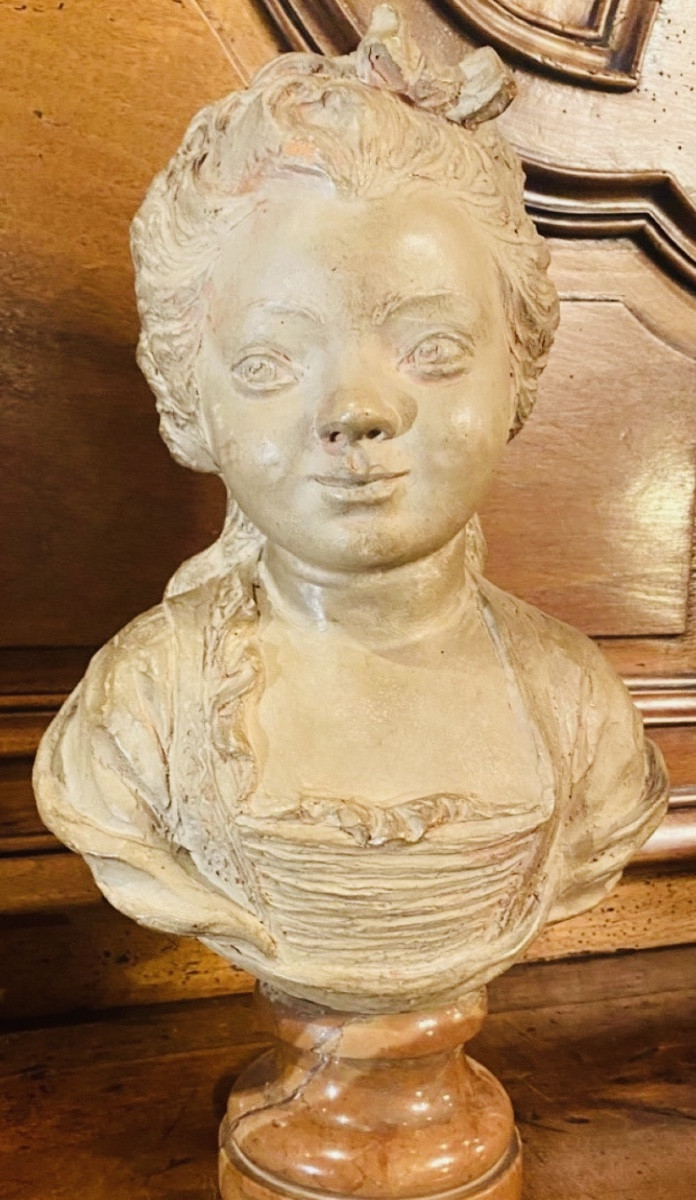 petite Fille En Terre Cuite Dans Le Goût Du XVIII Eme Siècle, attribué à Fernand Cian