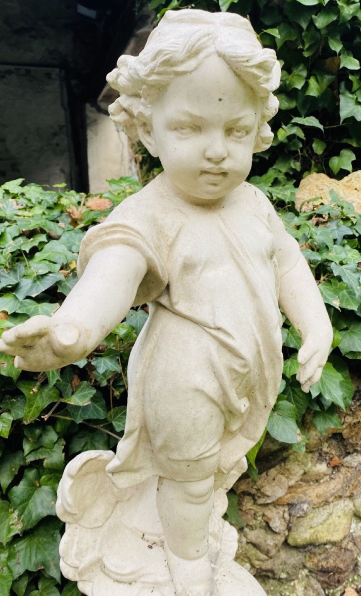 Infant Jesus On Earth, Blessing The World, In Reconstituted Stone, Early 20th Century-photo-2