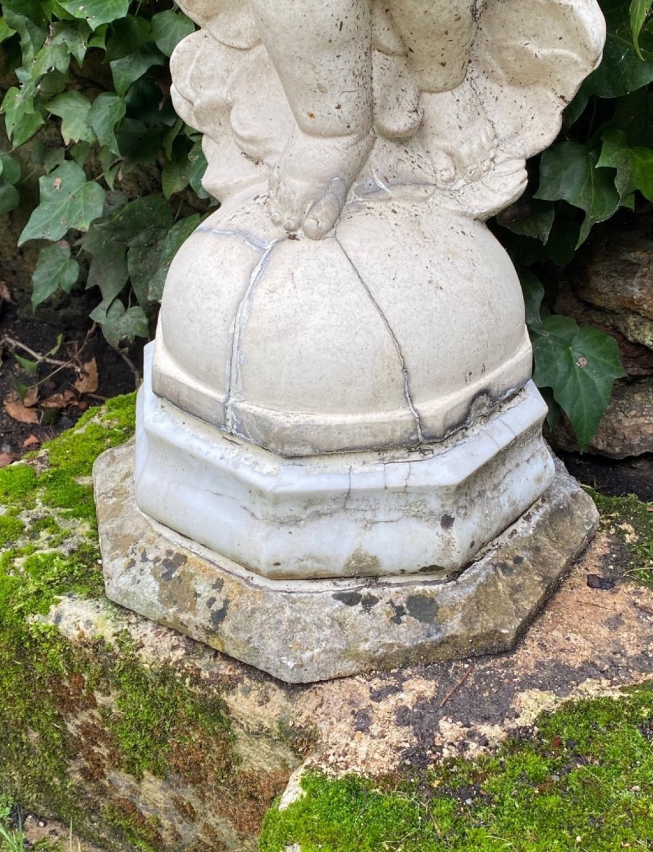 Infant Jesus On Earth, Blessing The World, In Reconstituted Stone, Early 20th Century-photo-1