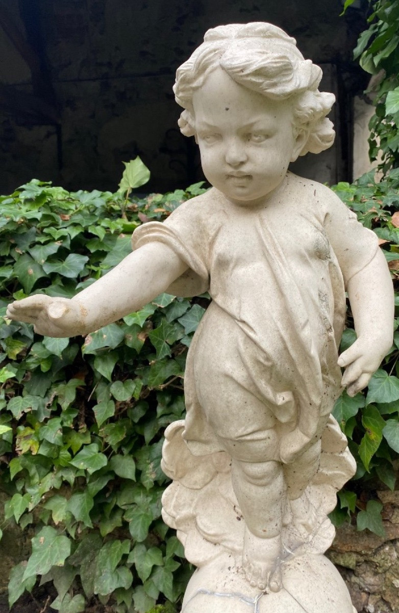 Infant Jesus On Earth, Blessing The World, In Reconstituted Stone, Early 20th Century-photo-8