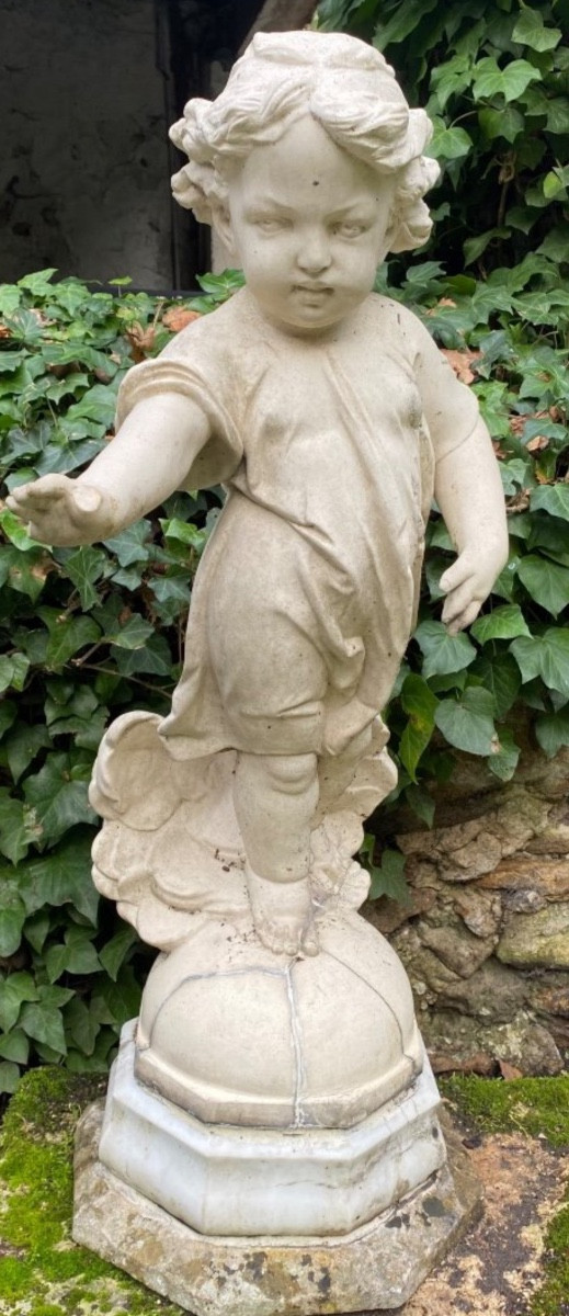 Infant Jesus On Earth, Blessing The World, In Reconstituted Stone, Early 20th Century