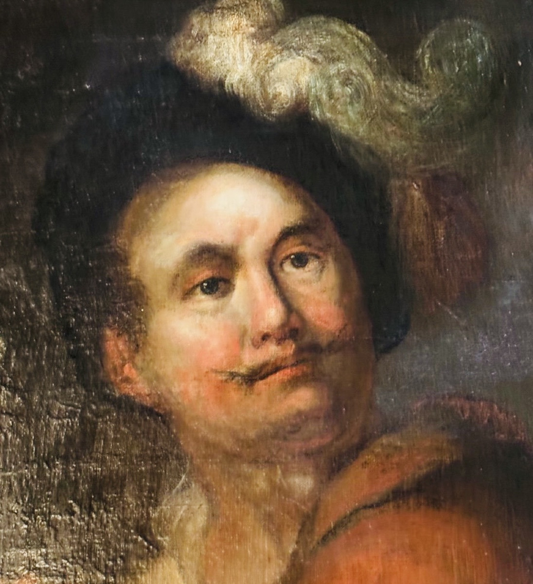 Grand Portrait D’un Comédien Ou D’un Acteur, Huile Sur Toile Du XVIII Eme Siècle-photo-3