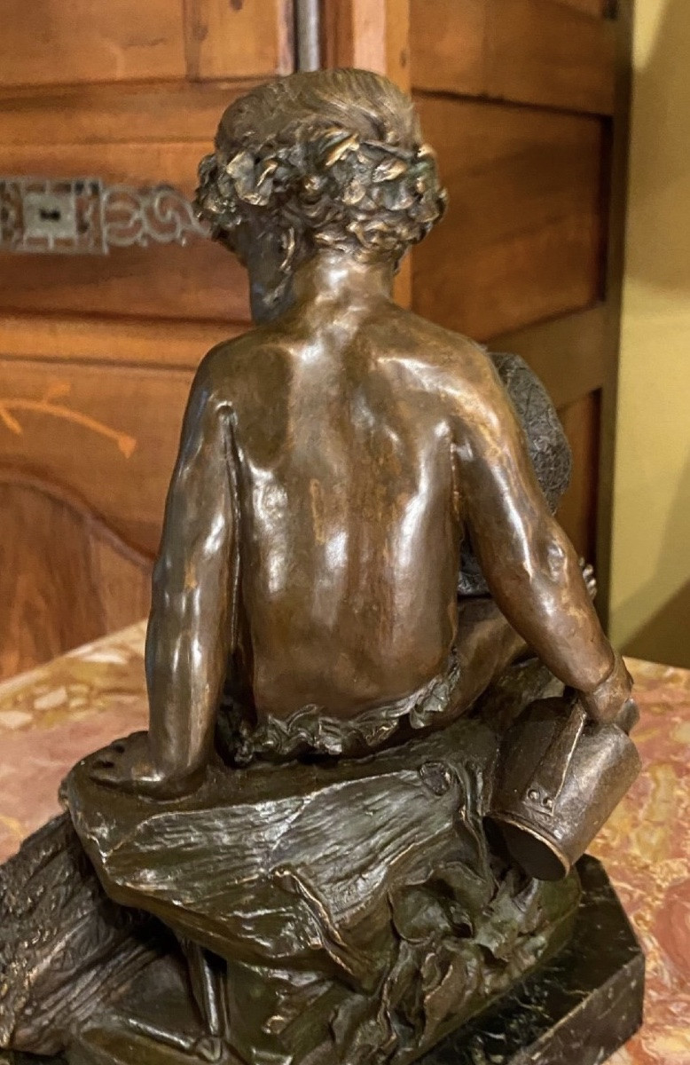 Bronze: Allegory Of Summer, After Clodion, Young Gardeners, 19th Century Bronze-photo-3