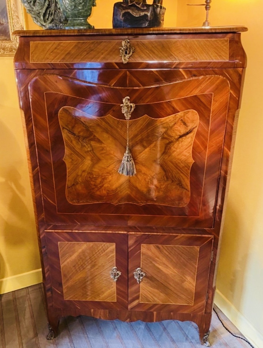 Secrétaire D’époque Louis XV, En Marqueterie De Bois Fruitiers-photo-2