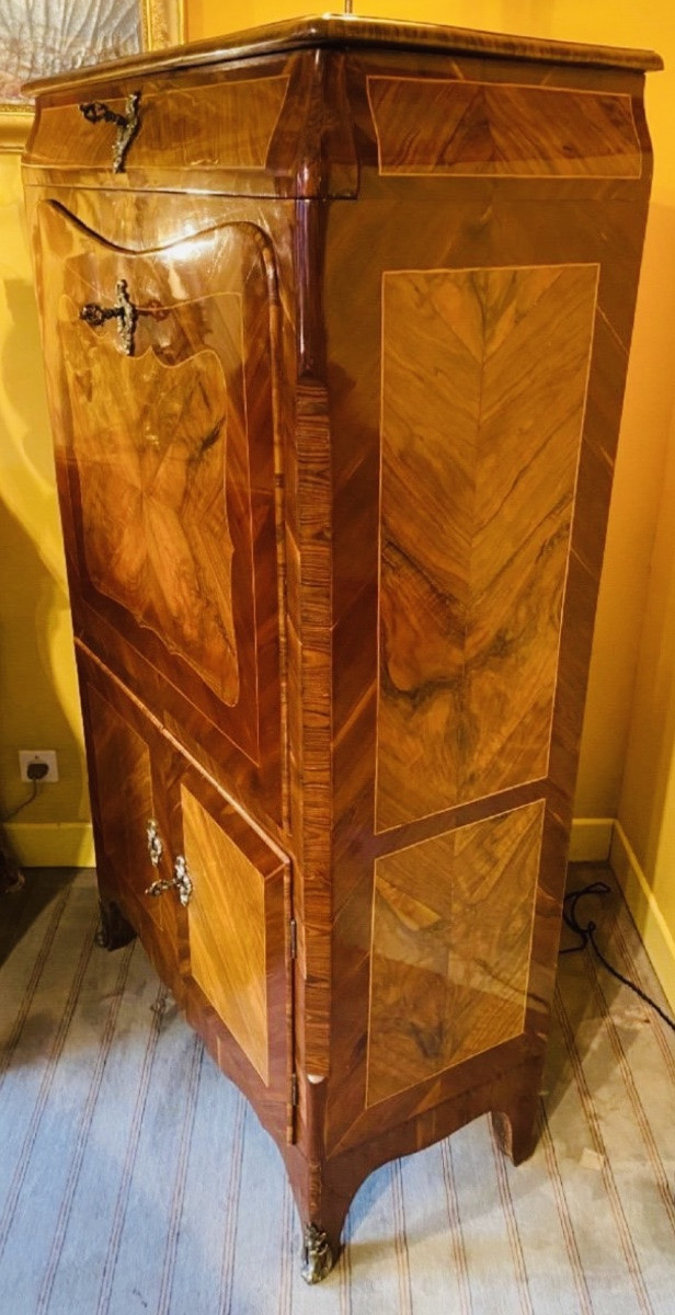 Secrétaire D’époque Louis XV, En Marqueterie De Bois Fruitiers-photo-2
