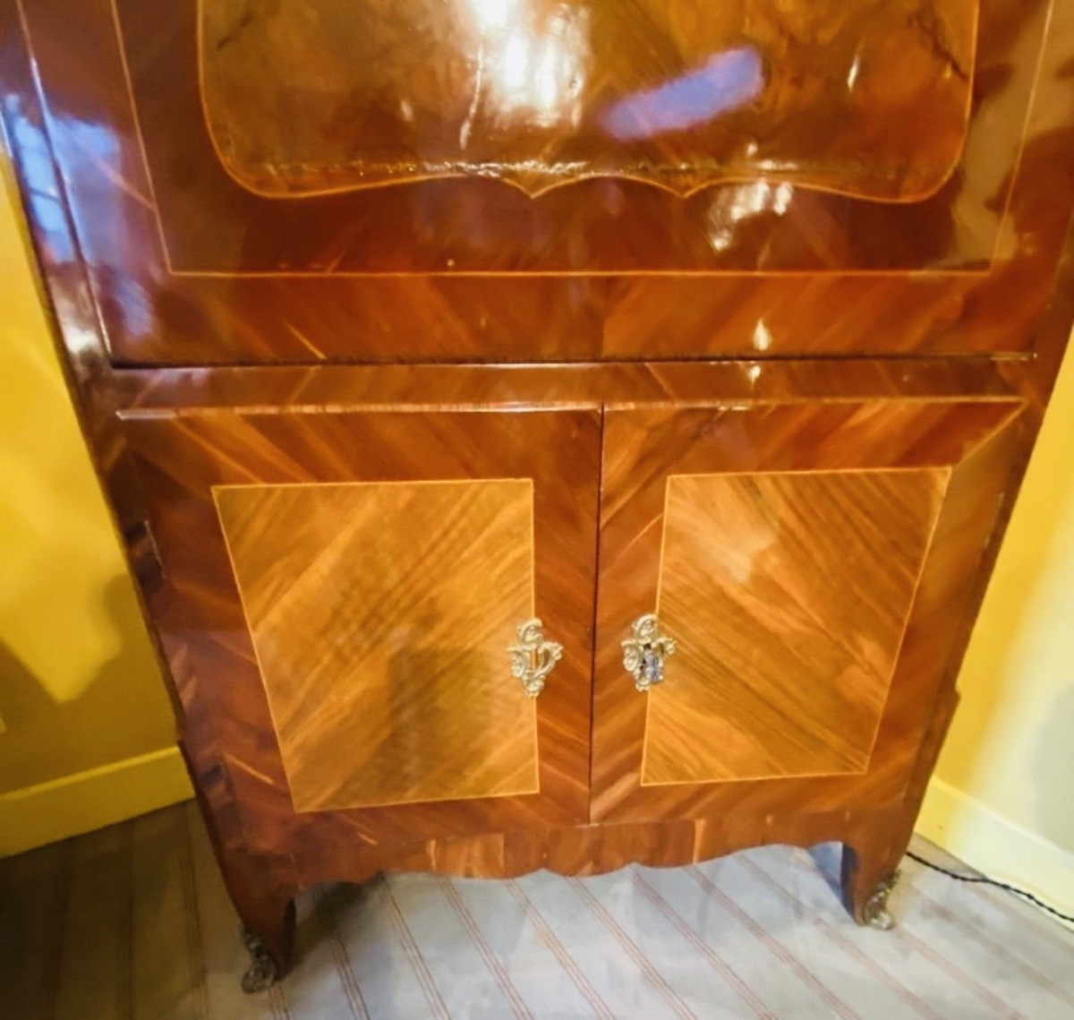 Secrétaire D’époque Louis XV, En Marqueterie De Bois Fruitiers-photo-5