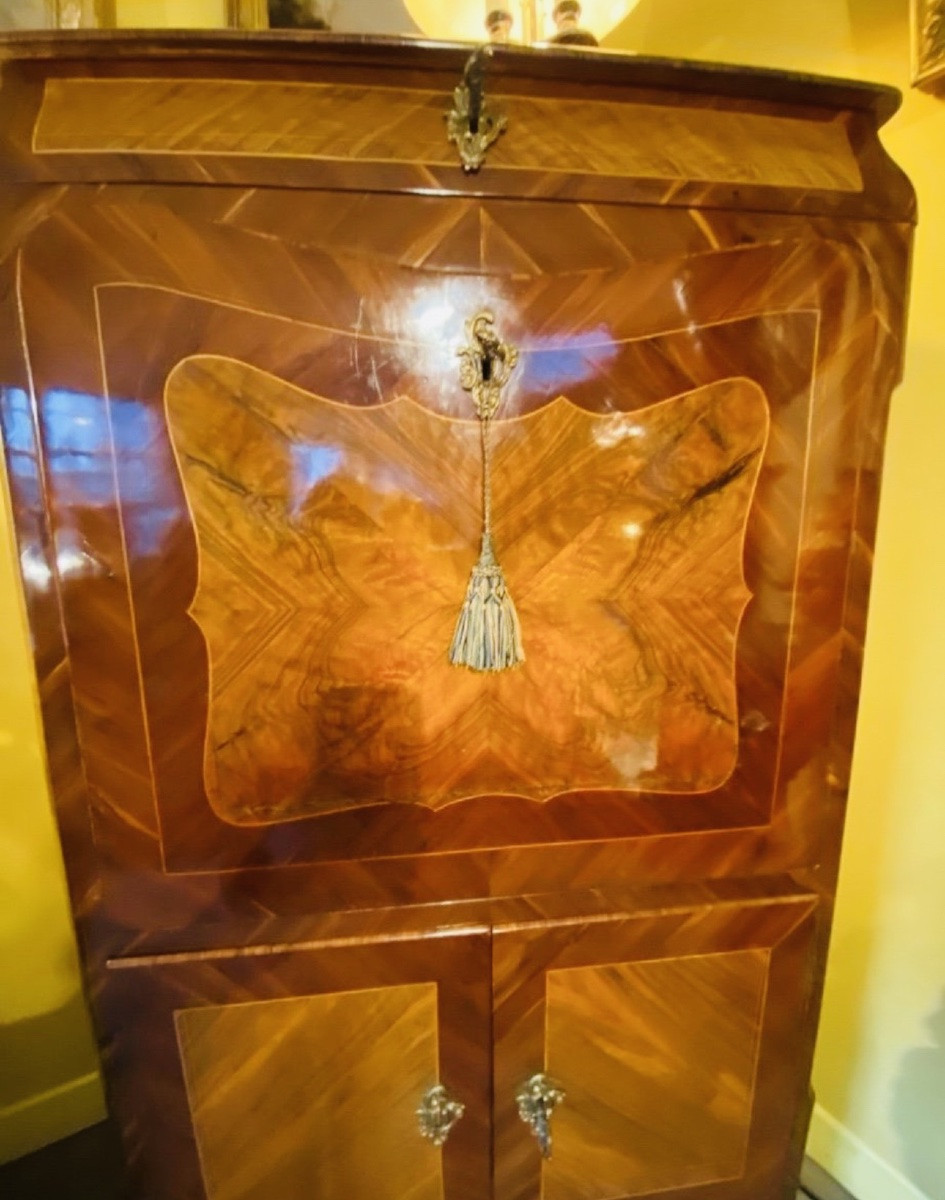 Secrétaire D’époque Louis XV, En Marqueterie De Bois Fruitiers-photo-6