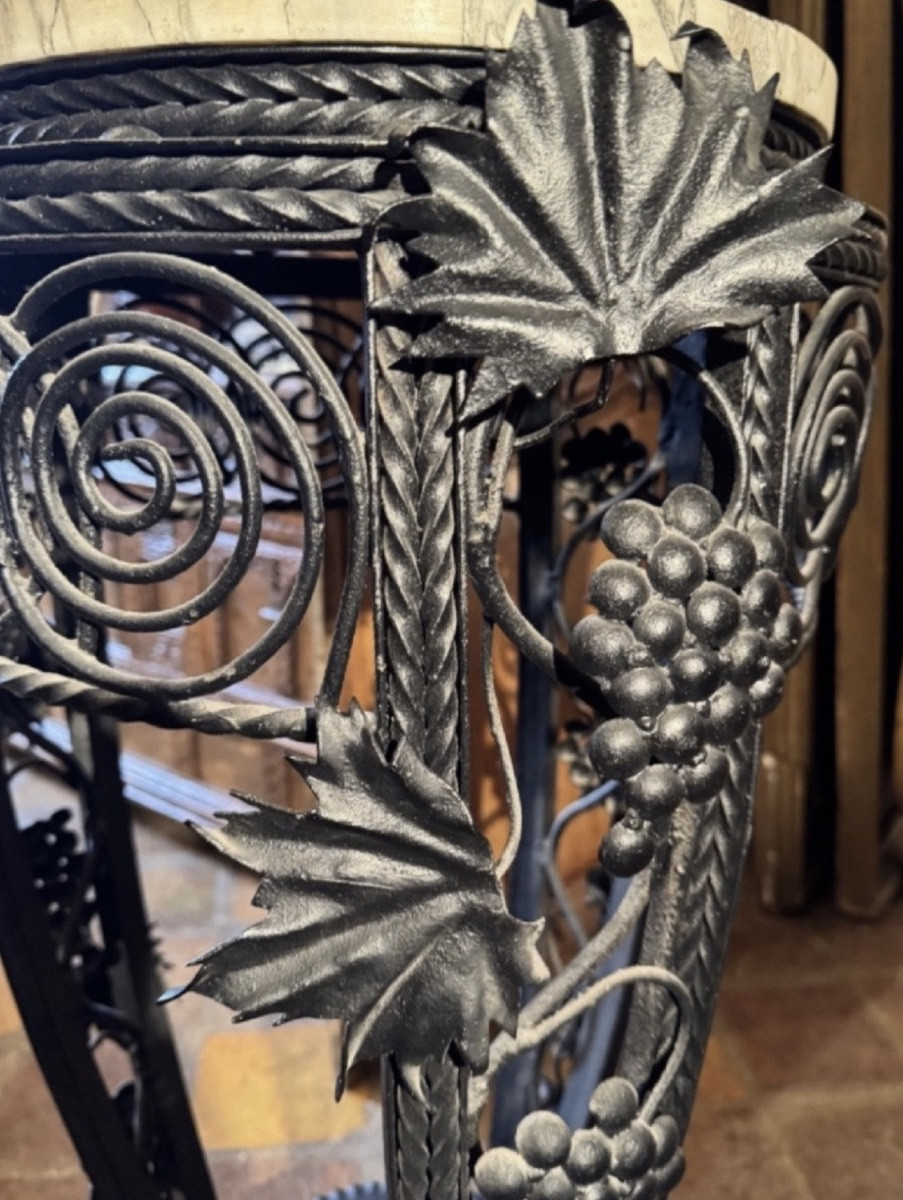 Art Deco Wrought Iron Side Table With Bunches Of Grapes And Vine Leaves, Circa 1930-photo-1