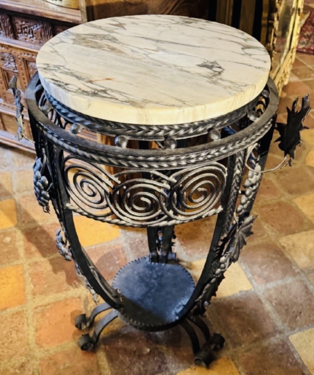 Art Deco Wrought Iron Side Table With Bunches Of Grapes And Vine Leaves, Circa 1930-photo-6