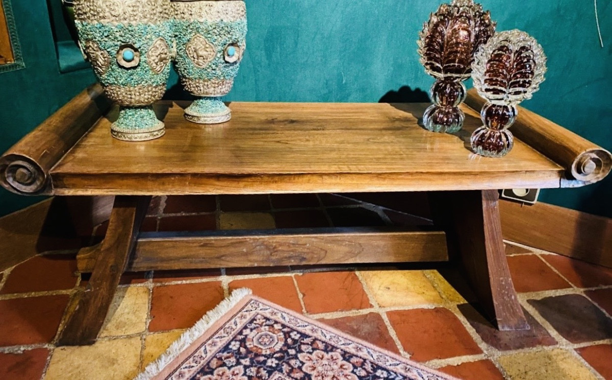 Chinese Coffee Table From The 1970s In Exotic Wood-photo-7