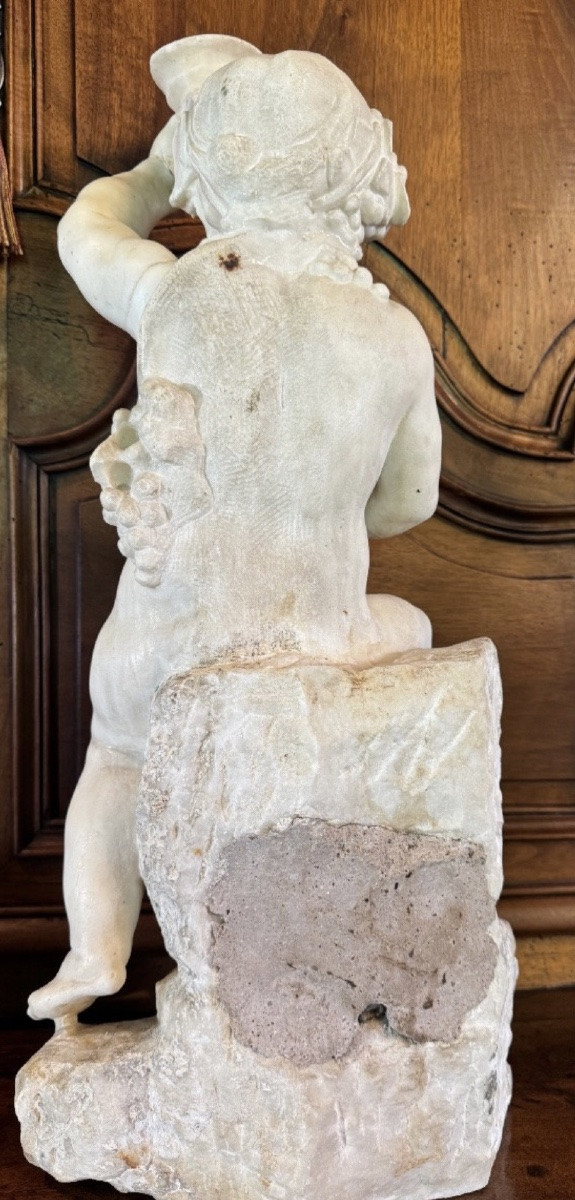 Bacchus As A Child On A Barrel, 19th Century, Marble Table Fountain -photo-4