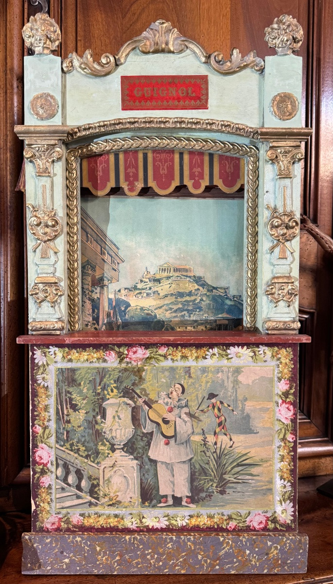 Guignol Puppet Theater In Painted And Gilded Wood – Neoclassical Decor – Late 19th / Early 20th Century-photo-2