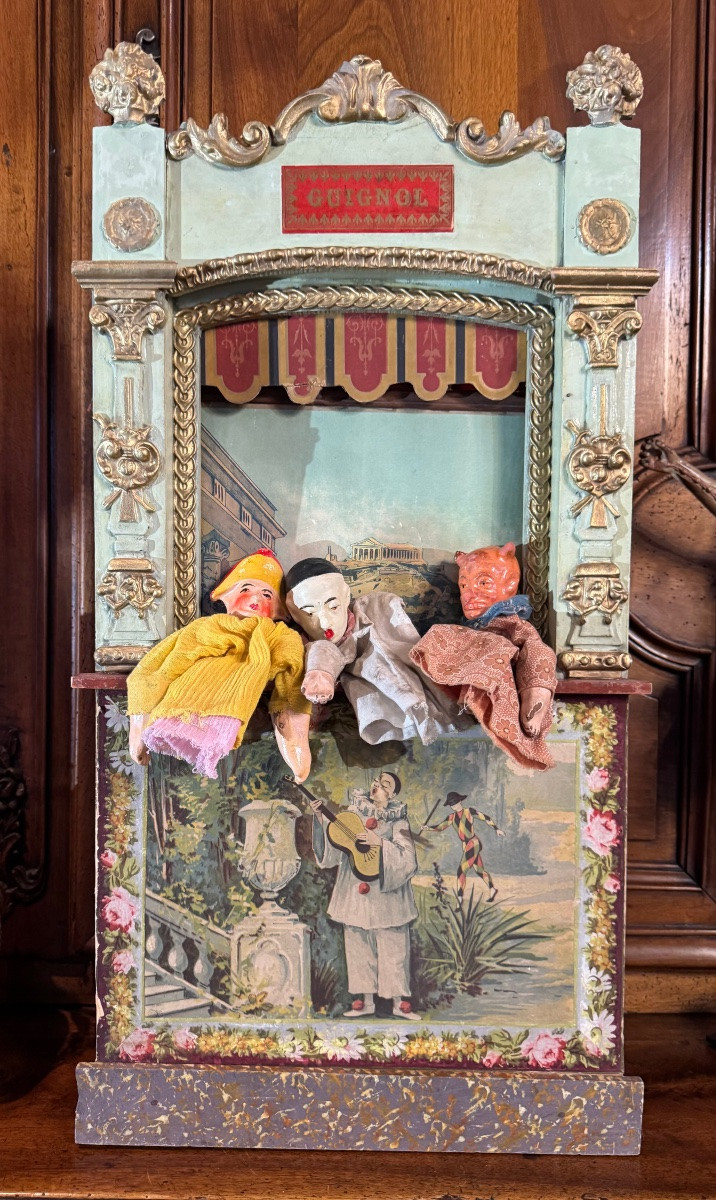 Guignol Puppet Theater In Painted And Gilded Wood – Neoclassical Decor – Late 19th / Early 20th Century-photo-8