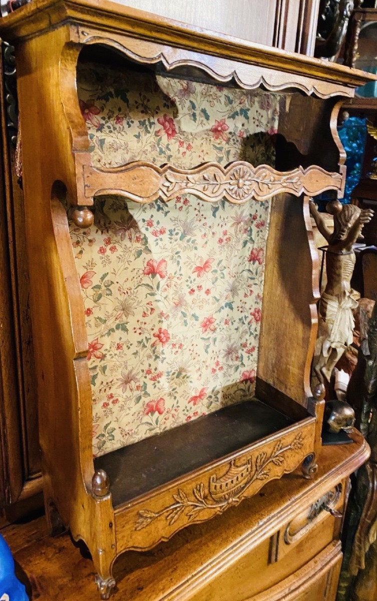 Étagère à suspendre, Estagnier Provençal Ou Estanié En Noyer, Tout Début Du XIX Eme Siècle-photo-3