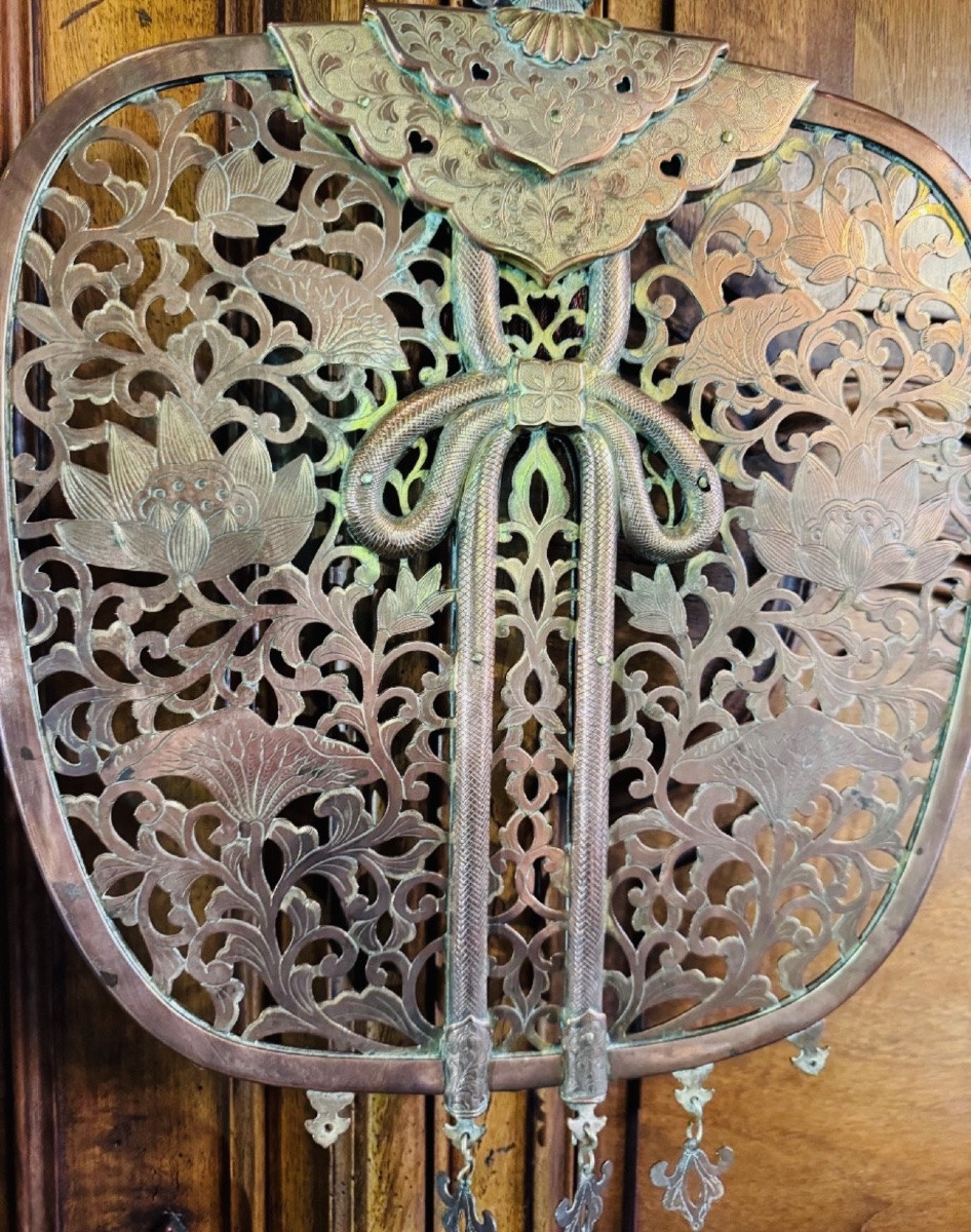 Large Bronze Keman From The 19th Century, Japanese Temple Ornament-photo-2