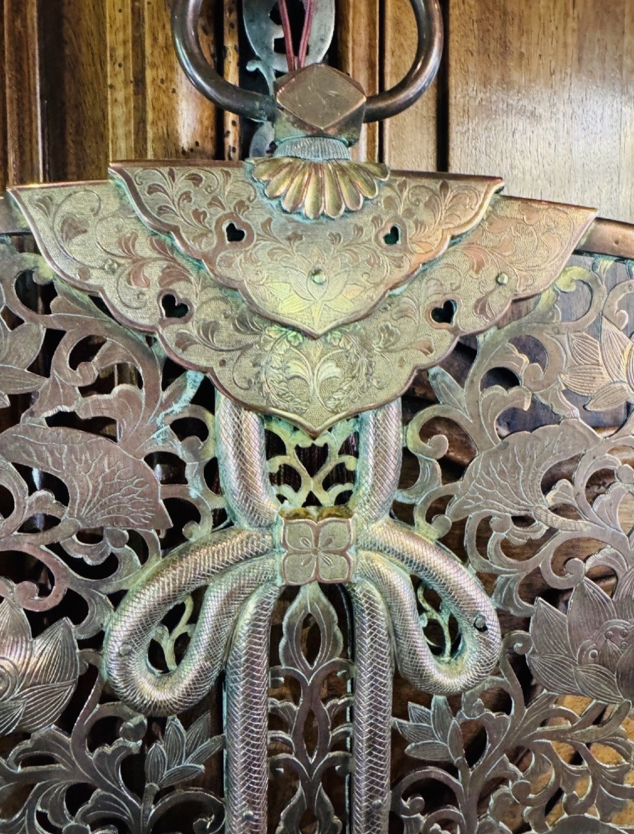 Large Bronze Keman From The 19th Century, Japanese Temple Ornament-photo-3