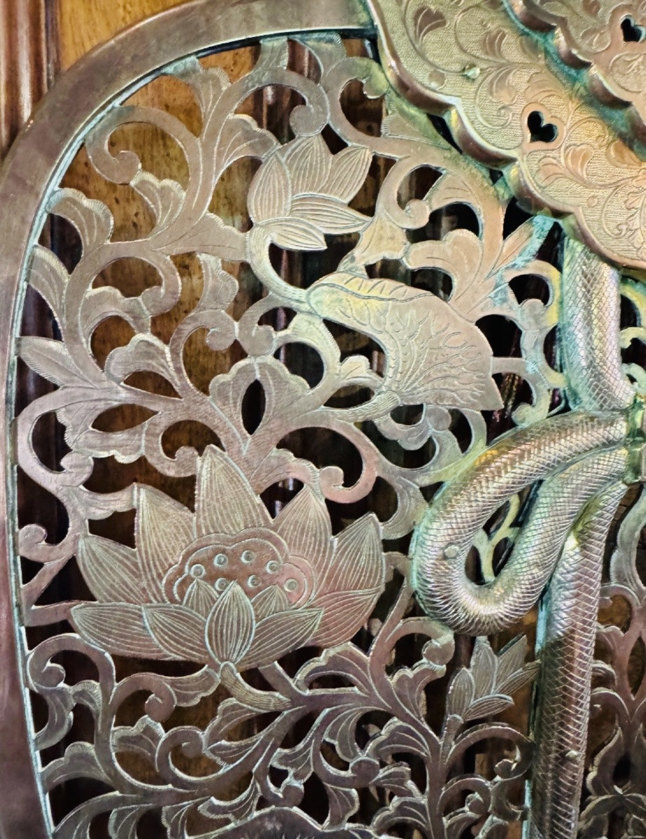 Large Bronze Keman From The 19th Century, Japanese Temple Ornament-photo-4