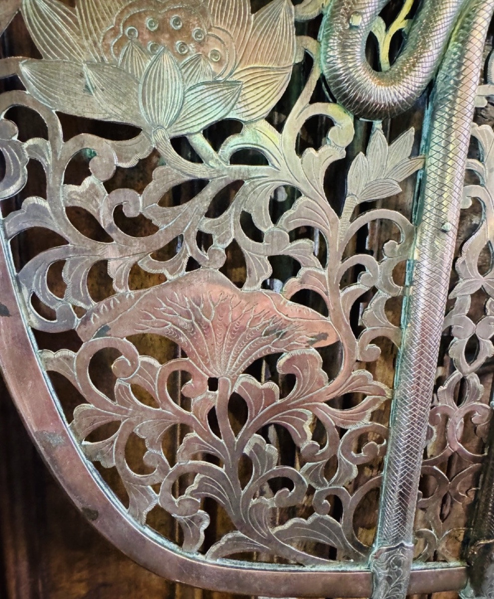 Large Bronze Keman From The 19th Century, Japanese Temple Ornament-photo-8