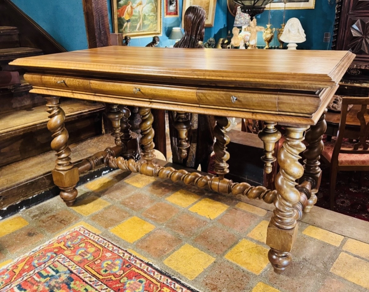 Large Louis XIII Style Desk From The Late 19th Century-photo-6