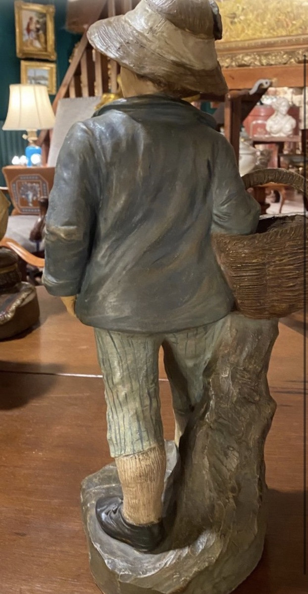 Jeune garçon en terre cuite polychrome attribué à Goldsheider -photo-4