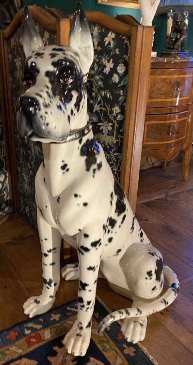 Large Harlequin Mastiff In Ceramic From The 1960s-photo-2