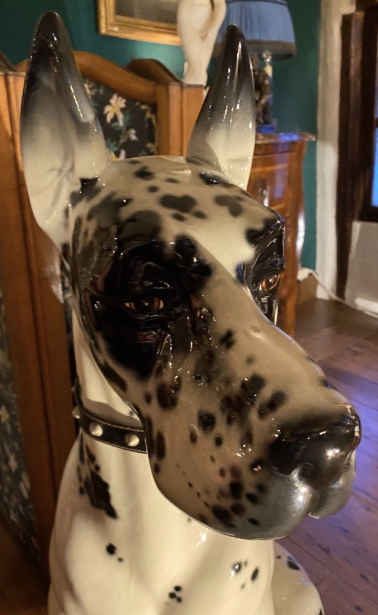 Large Harlequin Mastiff In Ceramic From The 1960s-photo-4