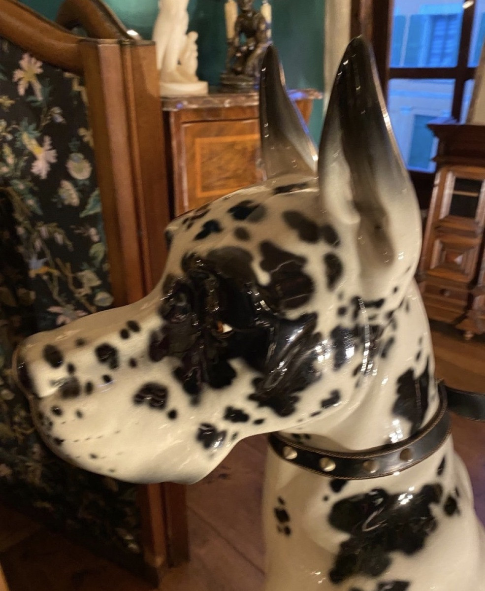 Large Harlequin Mastiff In Ceramic From The 1960s-photo-4