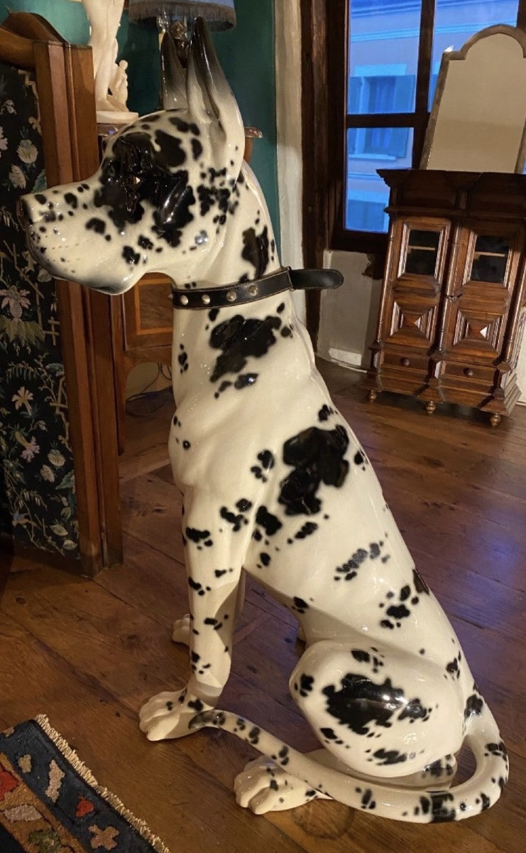 Large Harlequin Mastiff In Ceramic From The 1960s-photo-5