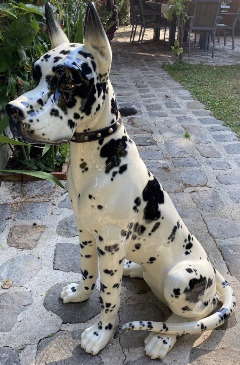 Large Harlequin Mastiff In Ceramic From The 1960s-photo-7