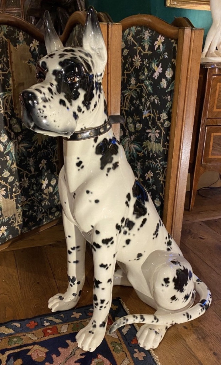 Large Harlequin Mastiff In Ceramic From The 1960s