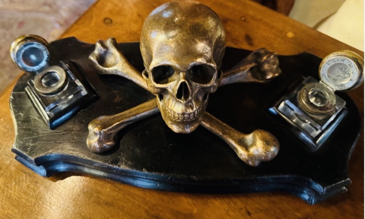 Inkwell With Vanity Theme, Forming Memento Mori, Late 19th Century -photo-6