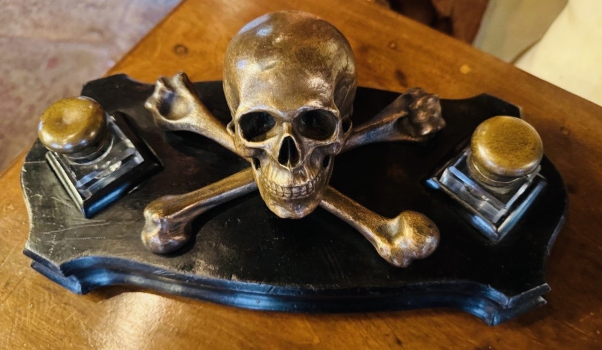 Inkwell With Vanity Theme, Forming Memento Mori, Late 19th Century -photo-7
