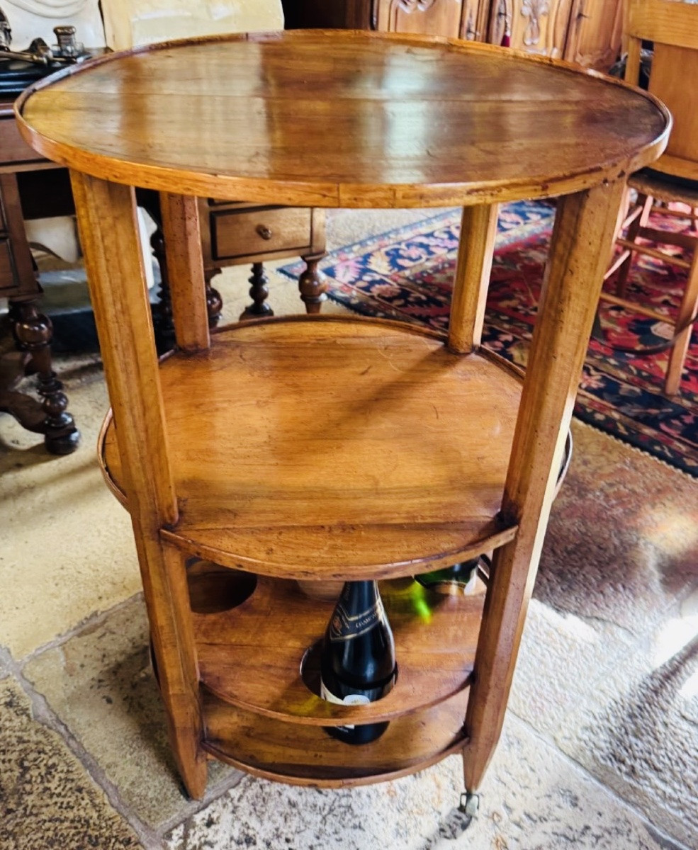 Desserte roulante ronde formant bar d’époque directoire -photo-2