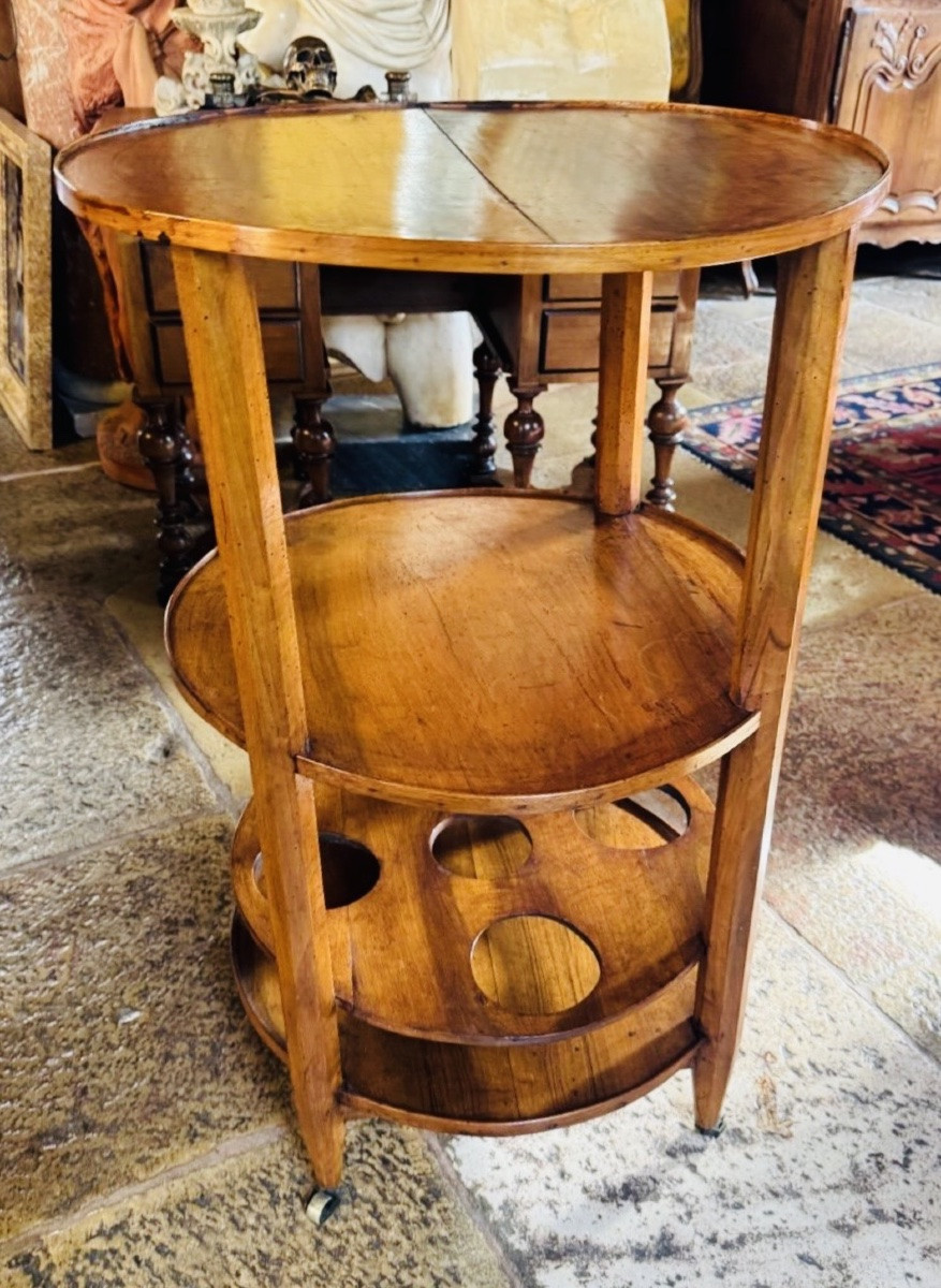 Desserte roulante ronde formant bar d’époque directoire -photo-3