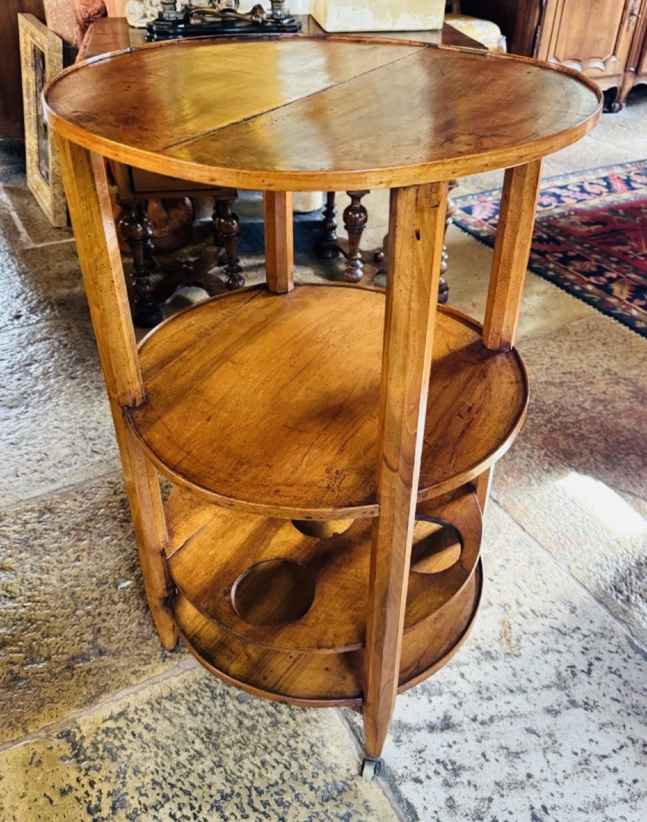 Desserte roulante ronde formant bar d’époque directoire -photo-4