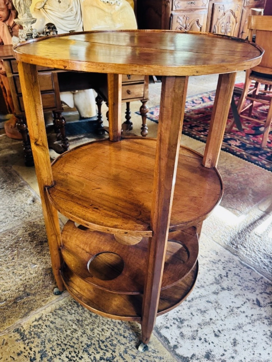 Desserte roulante ronde formant bar d’époque directoire -photo-3