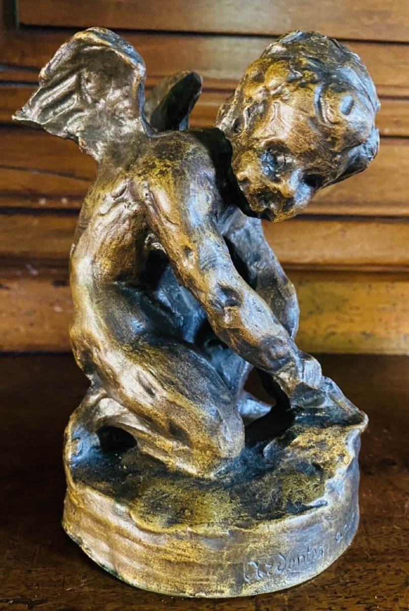 Lost-wax Bronze, Love, Cupid, Eros Sharpening His Bow, Charming Lost-wax Bronze-photo-4