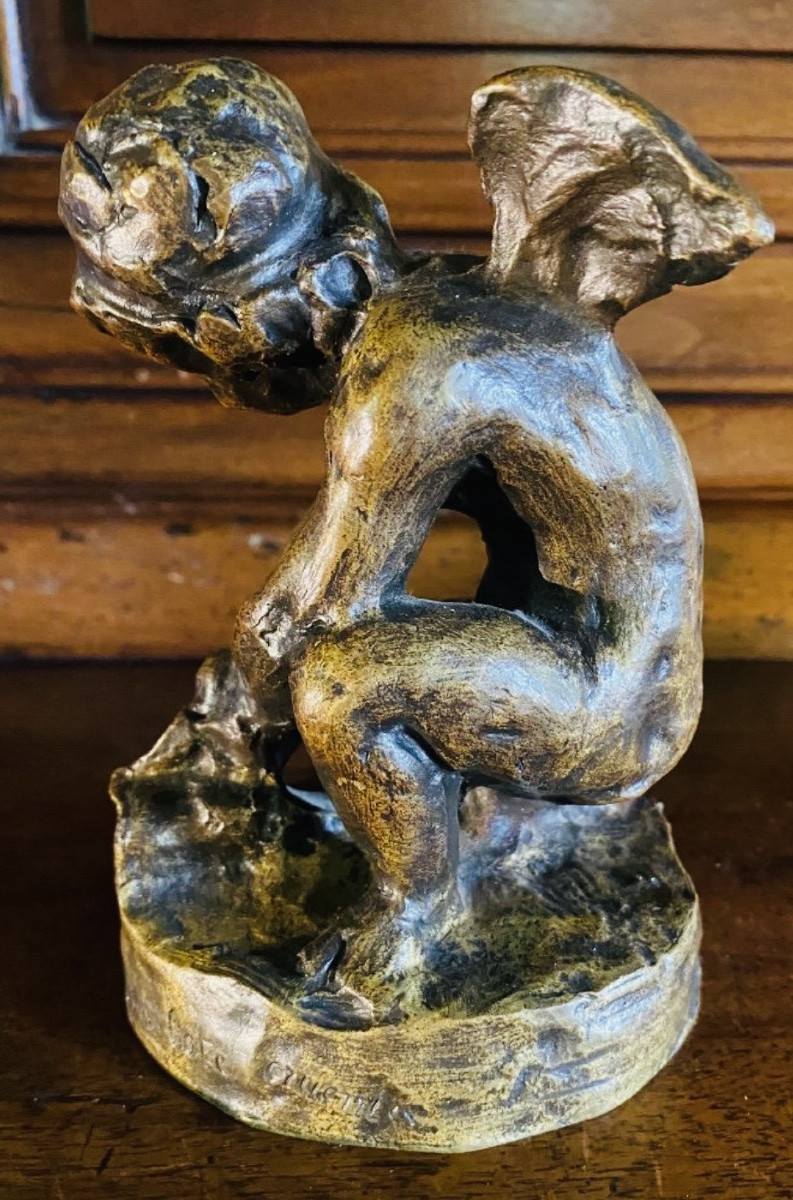 Lost-wax Bronze, Love, Cupid, Eros Sharpening His Bow, Charming Lost-wax Bronze-photo-1