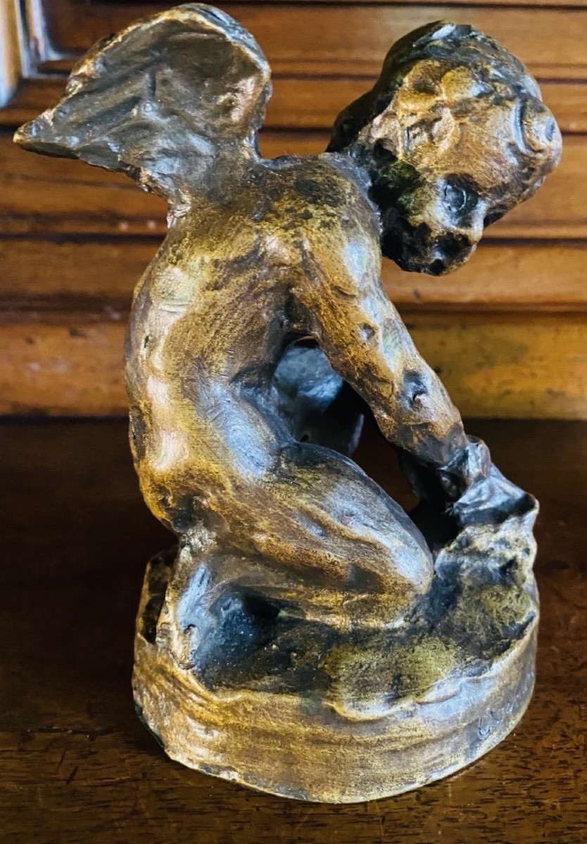 Lost-wax Bronze, Love, Cupid, Eros Sharpening His Bow, Charming Lost-wax Bronze-photo-6