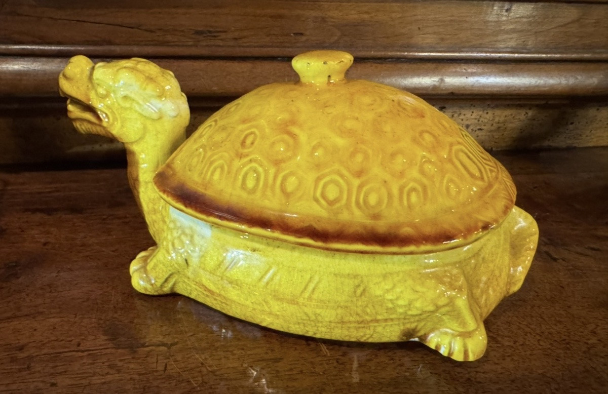 China, Glazed Stoneware Dragon Turtle Circa 1950-photo-3