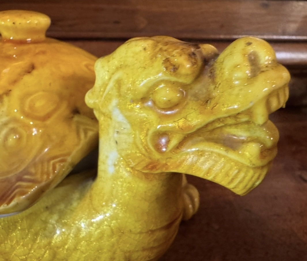 China, Glazed Stoneware Dragon Turtle Circa 1950-photo-4