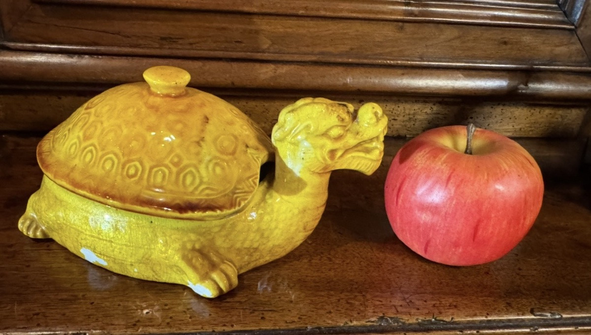 China, Glazed Stoneware Dragon Turtle Circa 1950-photo-6