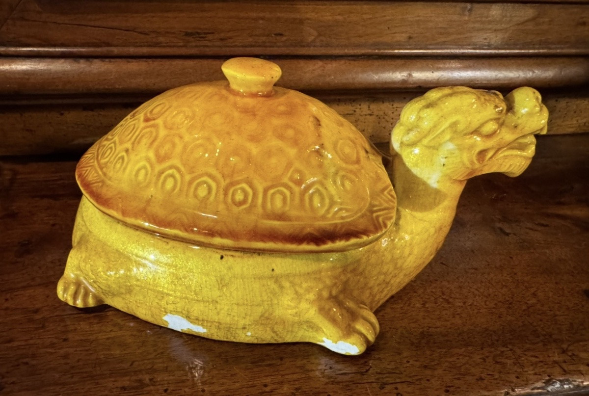 China, Glazed Stoneware Dragon Turtle Circa 1950-photo-7